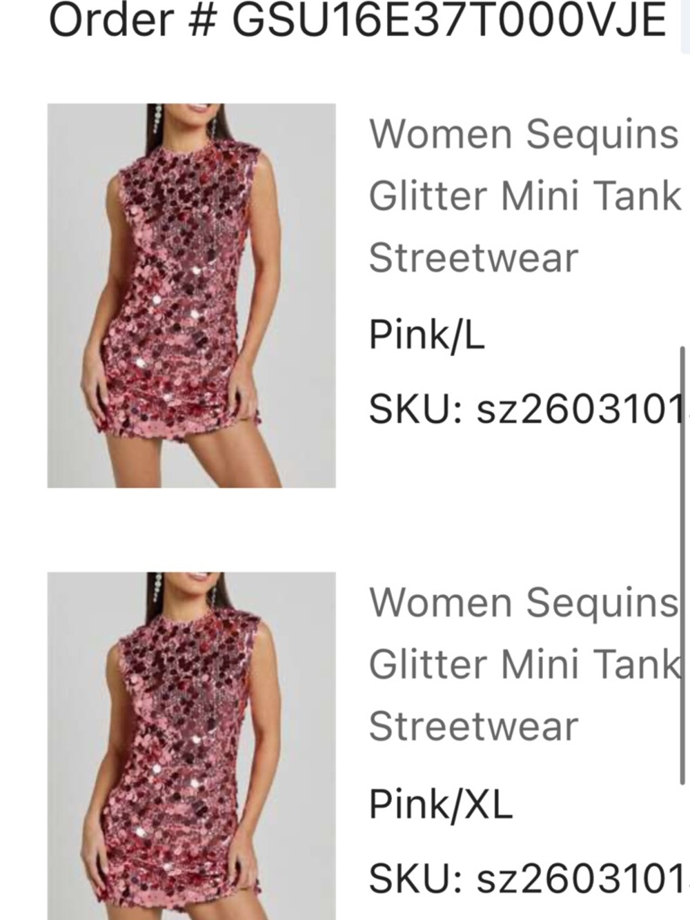 Women Sequins Glitter Mini Tank Dress - Pink